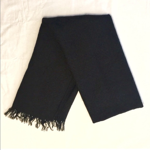 Merona Warm black textured print jacquard knit fringe trim ends long scarf - Picture 3 of 5